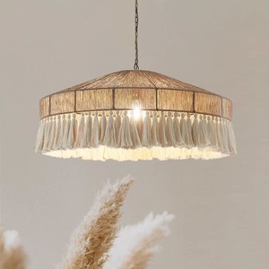 <span class=keywords><strong>Elegante</strong></span> lampada a sospensione minimalista in corda di canapa con nappe intrecciate a mano con <span class=keywords><strong>paralume</strong></span> in juta naturale <span class=keywords><strong>elegante</strong></span> lampadario appeso - Product Image 6