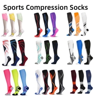 Chaussettes de sport respirantes pour hommes, à logo personnalisé, hauteur genou, pour le cyclisme, bas de contention médicaux 20-30 mmHg, chaussettes de compression pour infirmières
