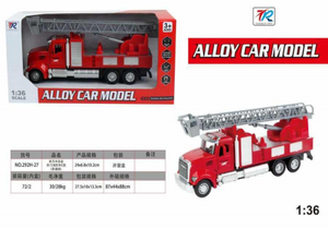 Camión de bomberos de juguete de aleación fundida a presión, modelo 1:36, con escalera y luces, para niños, coche de rescate de emergencia coleccionable - Product Image 1