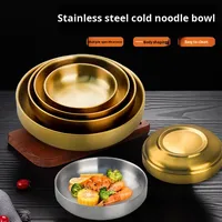 Bol à nouilles froides en acier inoxydable, commercial, doré, anti-brûlure, coréen, bibimbap, nouilles d'escargot, ramen, grand bol à soupe, moderne
