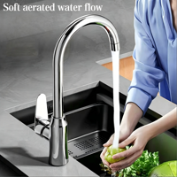 Robinet de cuisine et de salle de bain moderne de haute qualité pour hôtels et centres commerciaux, mitigeur chaud/froid rotatif en acier inoxydable finition chromée, à poser sur comptoir