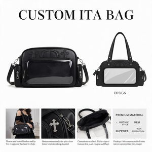Custom Ita <b>Bag</b> Matte <b>White</b> PU <b>Shoulder</b> <b>Bag</b> With Transparent Windows Bow Applique Zip Closure Japan Style Lolita Sweet Handbag - Product Image 2