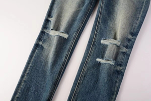 Nouveauté Ksubiy Jeans slim fit pour homme Coupe droite Taille mi-haute Vintage Y2K Hip Hop Stonewashed Déchiré Distressed Qualité - Product Image 5