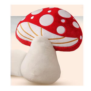 Unique Realistic Intricate Details Red Top Nature Cartoon Toadstool Toy Nursery Bedroom Decor <strong>Snuggle</strong> Mushroom Plush <strong>Pillow</strong> - Product Image 1