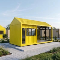 Maison préfabriquée jaune en conteneur, mini-maison modulaire à ossature acier 20ft 40ft, conception personnalisée pour projet EPC