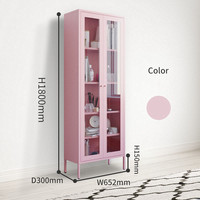Bibliothèque en acier à double porte vitrée, sans formaldéhyde, minimaliste, sur pied, 5 étagères, pour salon et chambre à coucher