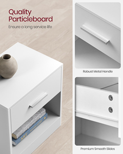 VASAGLE Mesita de Noche Moderna Minimalista en Oferta, Mesa Auxiliar Blanca con Cajón - Product Image 4