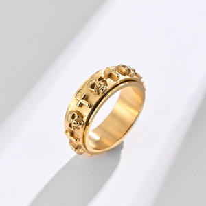 Punk Style Skull Cross <b>Ring</b> Black Men's Fashion Jewelry Rotating Stress Relief Accessory - Product Image 3