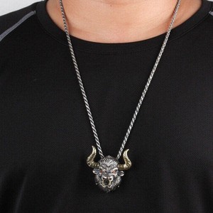 قلادة الثور العتيقة الاستبداد قلادة للرجال قلادة على الموضة بارد مجوهرات القلائد - Product Image 2