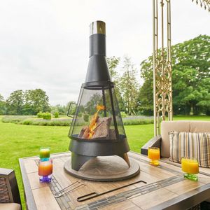 Steel Perforated <b>Log</b> Burner Mesh Chiminea Fire Pit with Poker for Outdoor Firewood Warming - Product Image 1