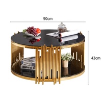 Table basse ronde de salon en acier inoxydable de haute couture, disponible en or ou en argent