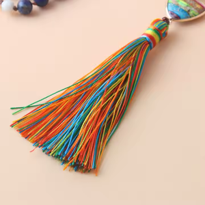 Collar bohemio de piedra natural Mala para mujer, abalorio imperial de amatista, collar con colgante de borla con cuentas de Rosario 108 - Product Image 5