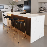Comptoir de bar NEXGRAND en marbre artificiel antibactérien blanc pur, bois massif, minimalisme moderne, armoire à vin incrustée, évier haut de gamme