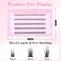 Extensions de cils auto-adhésives sans colle pour cils inférieurs, en grappes, longueur mixte 5-7mm, noir naturel, 125 grappes, fabricant