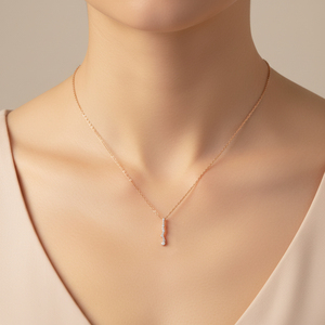 Collier à chaîne fine au design fluide simple, de haute qualité, en or rose massif 18 carats avec pendentif en diamant naturel véritable, vente en gros - Product Image 5