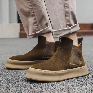 Bottines Chelsea pour hommes en <span class=keywords><strong>cuir</strong></span> véritable couleur marron jaune noir <span class=keywords><strong>beige</strong></span> taille 38-44 Bottines en daim pour hommes - Product Image 1