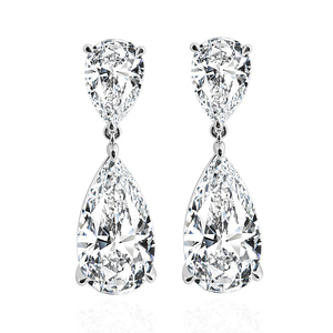 Boucles d'oreilles en moissanite taille poire DEF VVS1 en or blanc massif 18K 14K 10K, bijoux de haute qualité pour femmes, pour fêtes et mariages - Product Image 2