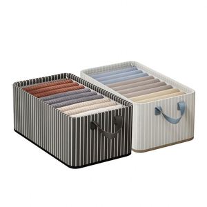 Oxford Fabric Striped Wardrobe <b>Clothes</b> Organizer Foldable Storage <b>Box</b> with Steel Frame - Product Image 1