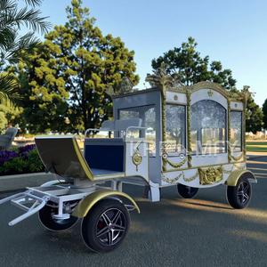 รถศพหรูหราตกแต่งลายดอกไม้แบบนูน ลากด้วยม้า 6 ที่นั่ง พวงมาลัยซ้าย ยางตัน โครงเหล็ก ยี่ห้อ KR จากจีน - Product Image 1