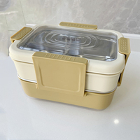 Boîte à lunch rectangulaire isotherme en acier inoxydable style Instagram, double paroi, grande capacité 1-2L, pour employés de bureau et étudiantes