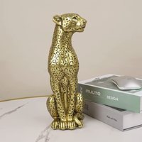 Top Grace polyrésine 11 "H or guépard Figurine assis décor à la maison réaliste Antique classique léopard résine Animal ornement