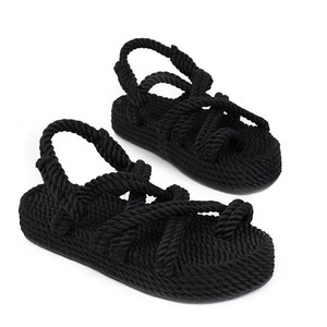 <span class=keywords><strong>Sandali</strong></span> da donna <span class=keywords><strong>in</strong></span> <span class=keywords><strong>corda</strong></span> di canapa con cinturino incrociato, piatti, comodi, per spiaggia e passeggio, casual, all'ingrosso - Product Image 4
