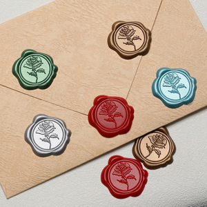 สติกเกอร์ปิดผนึกแท็บแว๊กซ์กุหลาบสี28มม. 14สี10ชิ้นมีกาวในตัวแผ่นปิดผนึกซองจดหมายน่ารักการตกแต่งสมุดบันทึก - Product Image 4