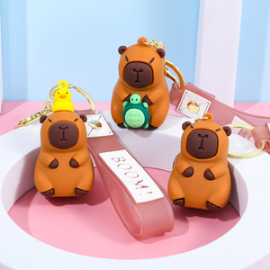Dễ thương capybara búp bê Keychain mặt dây thiết kế độc đáo Silicone chủ sở hữu chìa khóa cho các trường học Túi Phim hoạt hình móc chìa khóa - Product Image 1