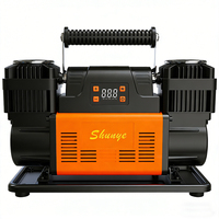 Compresseur d'air métallique robuste à double cylindre pour pneus de voiture, manomètre numérique 150 PSI, moniteur de pression des pneus portable 12V/24V, boîte