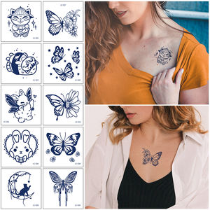 Tatouages temporaires 19 éléments fleur <span class=keywords><strong>chat</strong></span> papillon autocollants faux tatouages pour femmes hommes maquillage du corps autocollants imperméables - Product Image 4