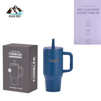 Gobelet isotherme en acier inoxydable de 32 oz avec paille rabattable, personnalisable avec logo, anti-fuite, pour café, avec poignée, vente en gros