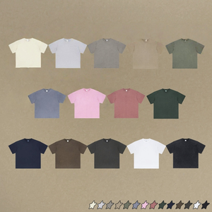 2025 estate nuovo prodotto da <span class=keywords><strong>uomo</strong></span> retrò Casual Casual oversize <span class=keywords><strong>Basic</strong></span> lavato pesante lavato stagionato a maniche corte levigato a maniche corte - Product Image 6