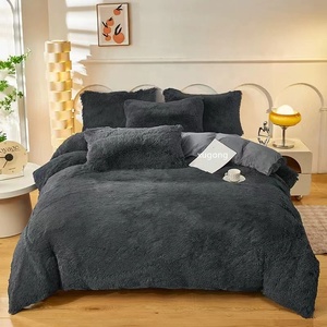 Colorful Faux Fur Velvet <strong>Fluffy</strong> Plush Bedding Set 4-Piece Modern Style <strong>Duvet</strong> <strong>Cover</strong> for Girls Soft Warm Winter Bed Sheet - Product Image 3