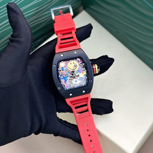 Reloj Mecánico Automático de Moda con Carátula de Cara Sonriente, de Alta Calidad, de Lujo, con Forma de Tonel, Estilo Hip-Hop, de Fibra de Carbono y Cristal de Zafiro - Product Image 5