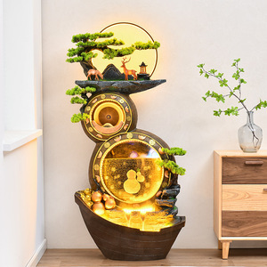 Gourde forme Fengshui cascade intérieure résine écologique étang à poissons rocheux décor de bureau et de jardin cadeaux d'ouverture d'affaires - Product Image 3