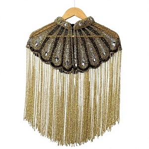 Poncho de Diseño para Adultos, de Seda y Cachemira, con Cuentas y Cristales Bordados, Tela de Organza Antiestática, con Flecos Hechos a Mano, Transpirable, para Vestir de Noche - Product Image 1