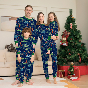 Conjunto <span class=keywords><strong>de</strong></span> Pijamas Familiares Navideños con Estampado <span class=keywords><strong>de</strong></span> Dinosaurios <span class=keywords><strong>para</strong></span> <span class=keywords><strong>Hombre</strong></span>, Azul Marino, T-Rex, Estegosaurio, Gorro <span class=keywords><strong>de</strong></span> Santa, Ropa <span class=keywords><strong>de</strong></span> Dormir Verde <span class=keywords><strong>para</strong></span> Papá, Mamá e Hijos - Product Image 1