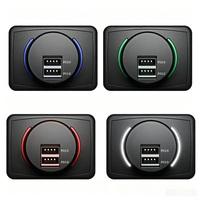 Chargeur rapide double port DC 12V-24V à montage en surface 4.8A QC3.0 USB-C pour voiture avec lumière LED