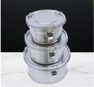 DFL01 SUS 304 Stainless Steel <b>Lunch</b> <b>Box</b> One <b>Compartment</b> 2 <b>Compartments</b> 3 <b>Compartments</b> Mess Tin with Single Folding Handle - Product Image 1