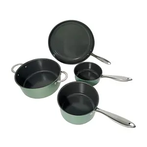 Hifacer Hot Sale Made In China Non-Stick 7Pcs Aluminized Steel Cookware Set For Home Cooking