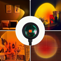 Mini projecteur LED USB Coucher de soleil Arc-en-ciel Néon, éclairage d'ambiance pour café, bar, photographie, chambre à coucher, fête, décoration de pièce