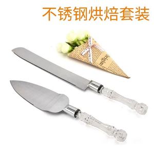 2-Piece Stainless Steel Pizza & Wedding Cake Knife Set Crystal Handle Serrated <b>Bread</b> Toast <b>Cutter</b> Baking Shovel Suit Cake Tools - Product Image 3
