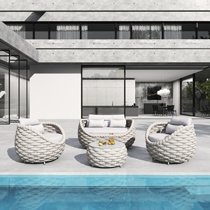 Fulin nordico mobili da esterno in alluminio Rattan divano Set per pranzo soggiorno o camera da letto uso per terrazza o giardino - Product Image 5