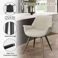 Chaises de salle à manger style moderne du milieu du siècle, chaises d'appoint rembourrées douces avec assise en suède et pieds en métal, idéales pour la maison ou le bureau
