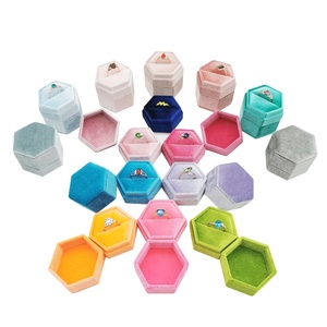 Soft Hexagon Velvet Jewelry Box Candy Color For Girl Gift Ring Box Jewellery Packaging Box