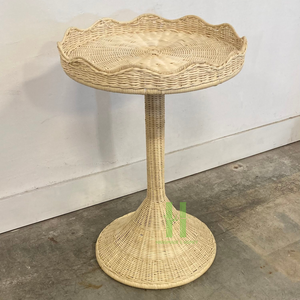 HNH Craft Rattan Coffee <b>Table</b> Woven Scalloped Rattan Side <b>Table</b> for Living Room Wicker <b>Tall</b> Side <b>Table</b> From Vietnam Factory - Product Image 1
