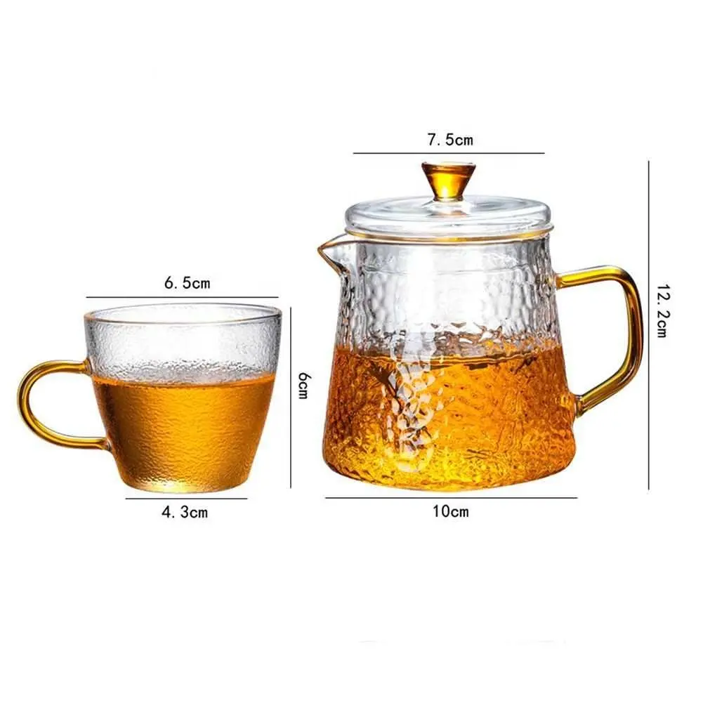 400ML Teiera di Vetro Con Foderato Filtro Home Office Bollitore per Tè e Caffè Tazze Set Resistente Al Calore Martello Flower Tea Pot regalo di nuovo Anno