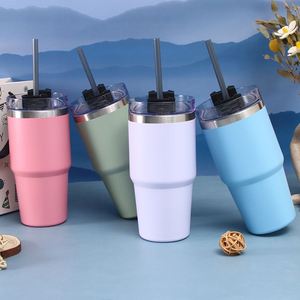 30oz Vehicle <b>Cup</b> Holder Fit Stainless Steel Vacuum Insulated Tumbler Car <b>Coffee</b> <b>Cup</b> <b>Straw</b> Handle Anti Slip Bottom - Product Image 2