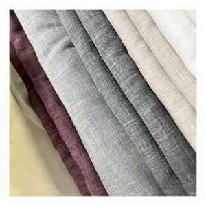 5888-030 Vente en gros à chaud Tissu de rideau en gaze de chiffon 100% polyester tissé aspect lin uni teint transparent <span class=keywords><strong>pour</strong></span> chambre à coucher - Product Image 1