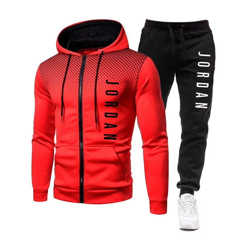 2022 New Men's Clothing Men Sets Printing Hoodie Set Fleece Zipper Sweatshirt Casual Sport Sweatpants Mens Tracksuits 2021
